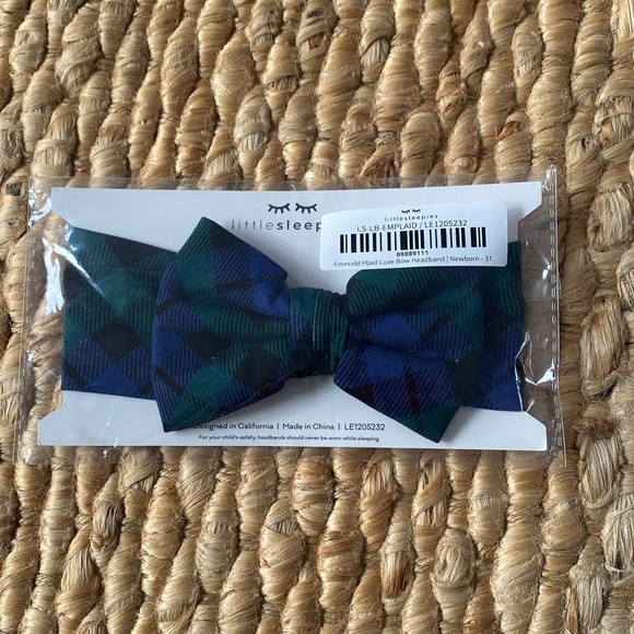 Little Sleepies Matching Set: Emerald Plaid Zippy Size 3-6 Months with Bow - Picture 5 of 5